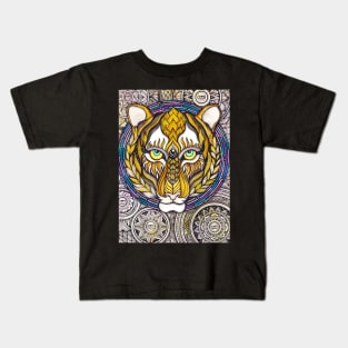 Cosmic Tiger in Mandala Inspired Artwork Kids T-Shirt